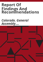 Report of findings and recommendations