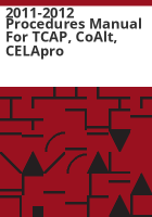 2011-2012_procedures_manual_for_TCAP__CoAlt__CELApro